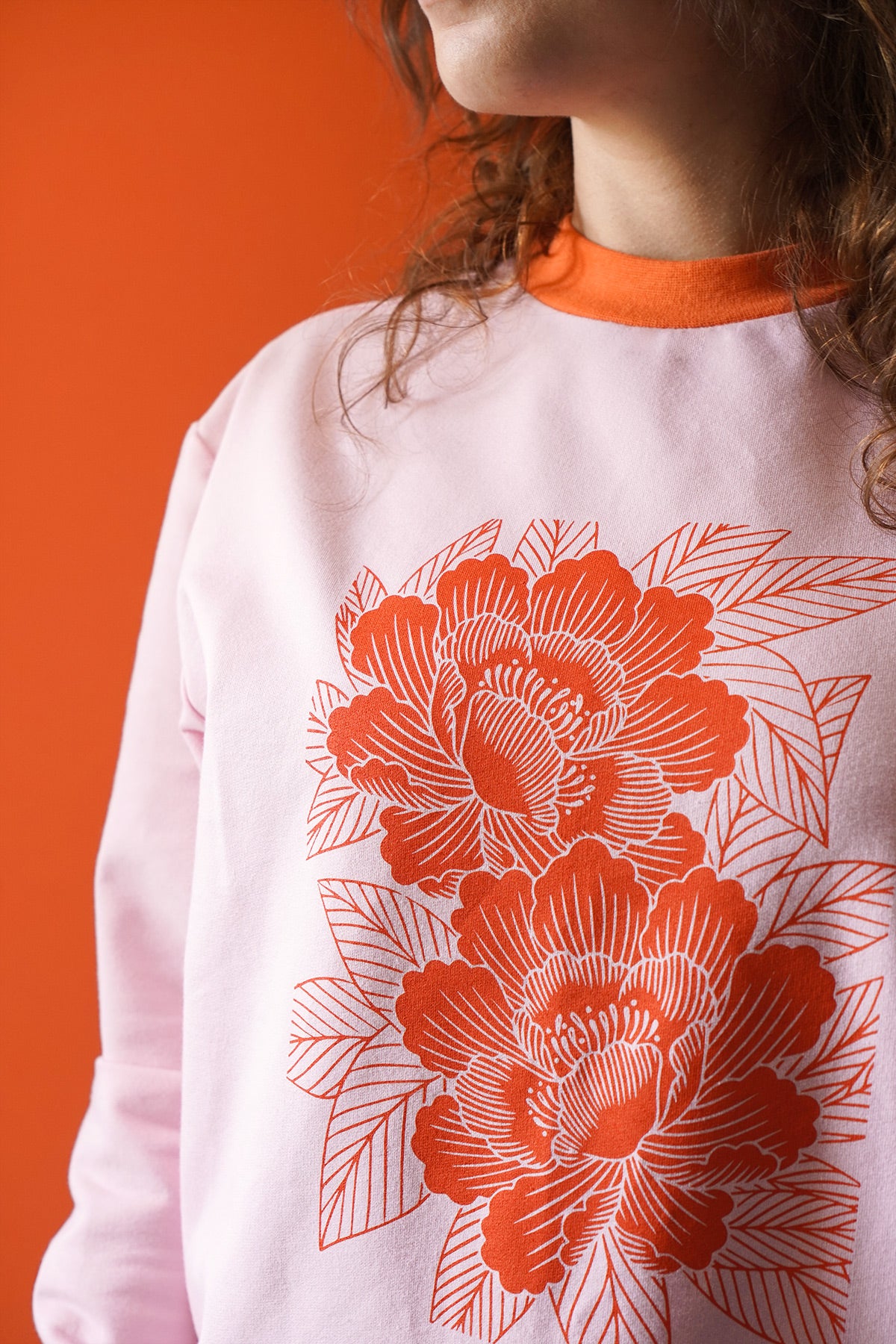 Sweat Louison pivoine - mandarine rose